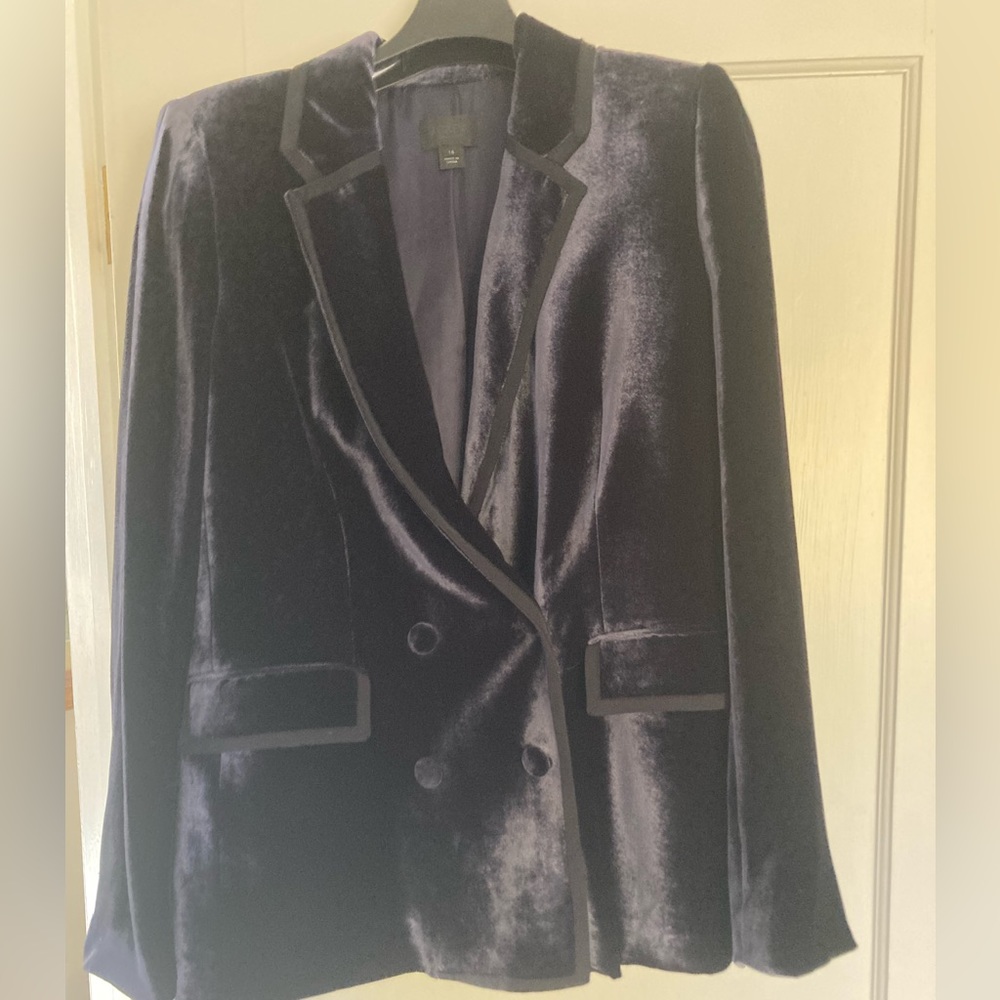 Velvet Navy Double Breasted Blazer